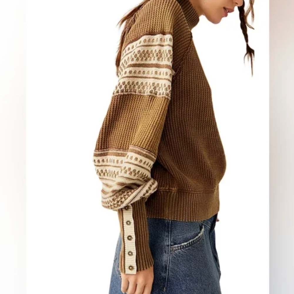 Free People We The Free Get Cozy Swit Pullover Sweater Hot Fudge Combo Brown S
